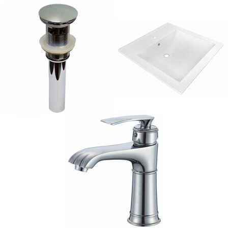 American Imaginations 21.5" W 1 Hole Ceramic Top Set In White Color, Overflow Drain Incl. AI-30008